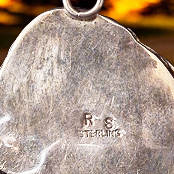 ✨OOAK! Roger Skeets Navajo Sterling Silver Turquoise and Red Coral EAGLE Pendant - Picture 5 of 17